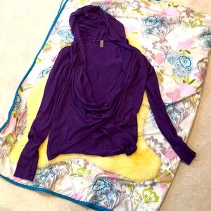 Purple hooded athletic top